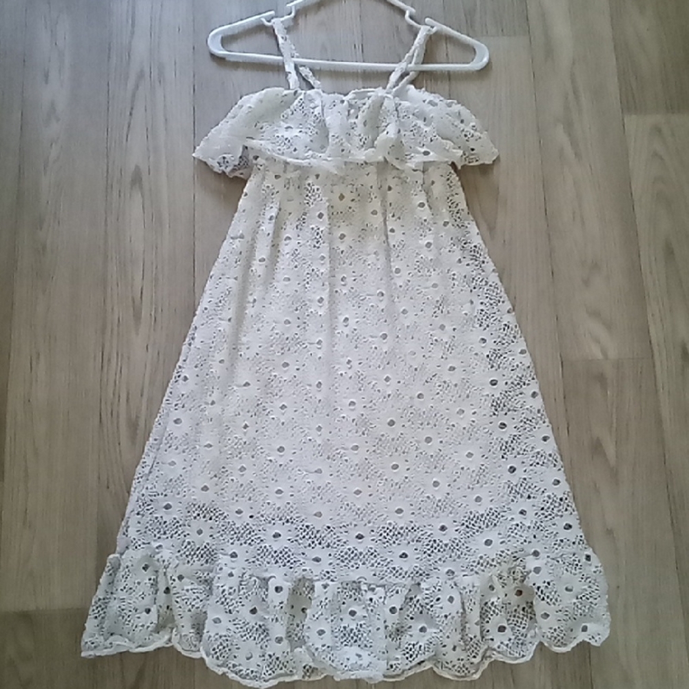 Boho Floral Ivory Lace Kids Dress